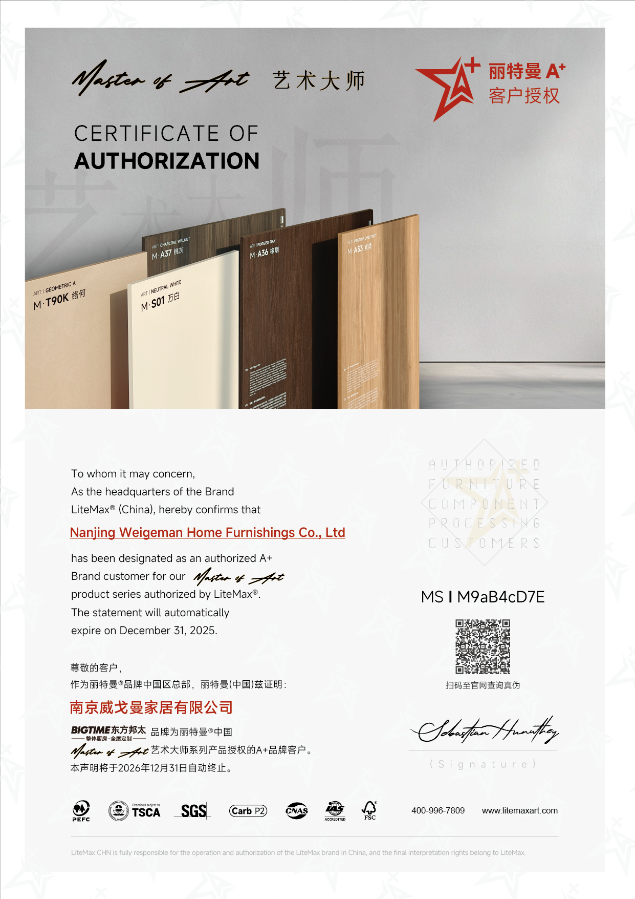Authorization number | MS I M9aB4cD7E